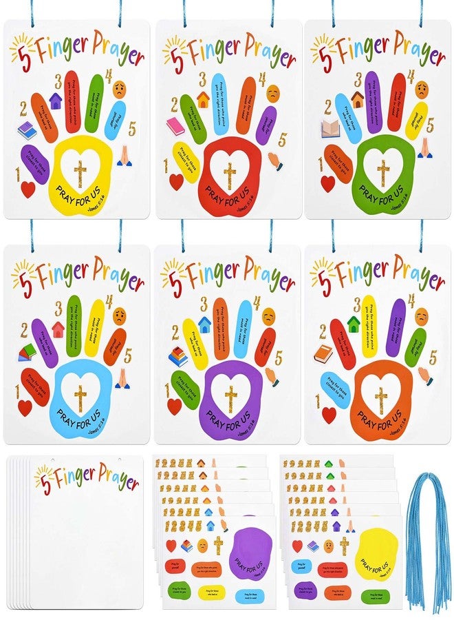 Sanixin 36 Set Religious Bible Crafts 5 Finger Prayer Craft Handprint Stickers DIY Art Crafts for Sunday School Classroom Church Religious Party Supplies (36) - Image 1